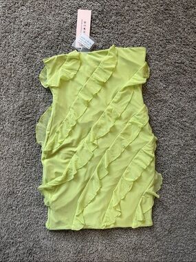 Oh Polly Neon Lime Ruffle Mini Dress